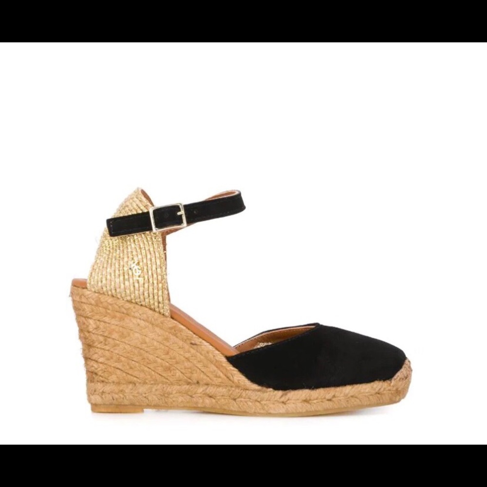 Kurt Geiger Monty blk wedge espadrilles Sz. 7.5 - Picture 2 of 15